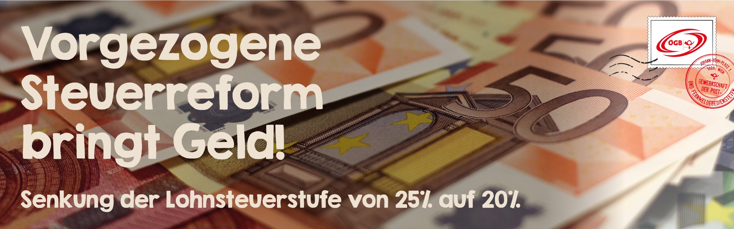 Steuerreform Senkung der Lohnsteuerstufe von 25%auf 20%_Banner